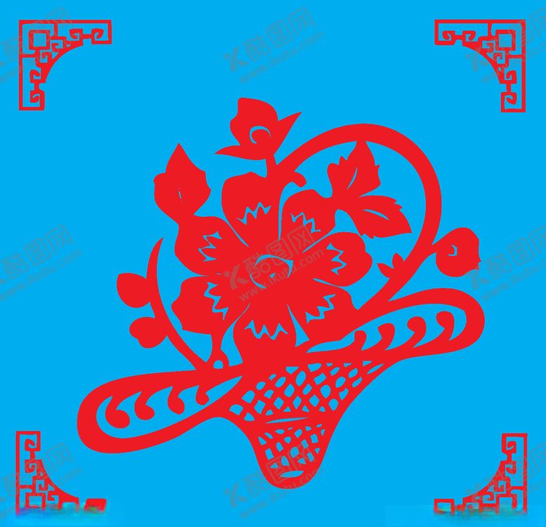 编号：63779905112330327217【酷图网】源文件下载-花篮剪纸