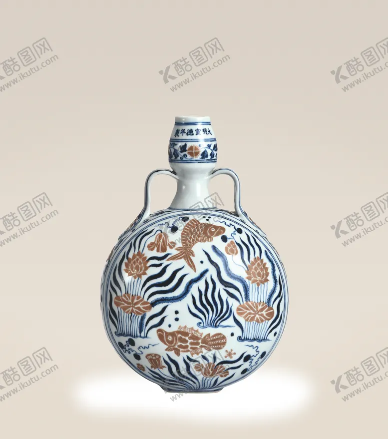 编号：52773206250325334800【酷图网】源文件下载-青花五彩绶带葫芦抱月瓶