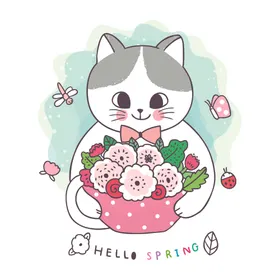 呆萌可爱小猫咪插画