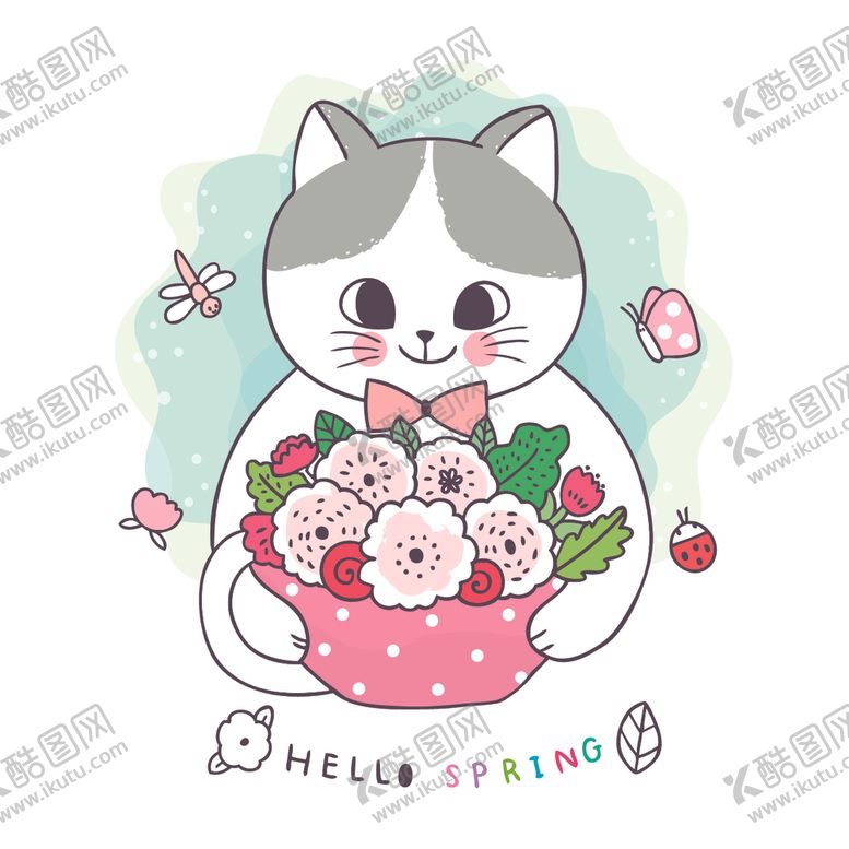 编号：29017410310406307240【酷图网】源文件下载-呆萌可爱小猫咪插画