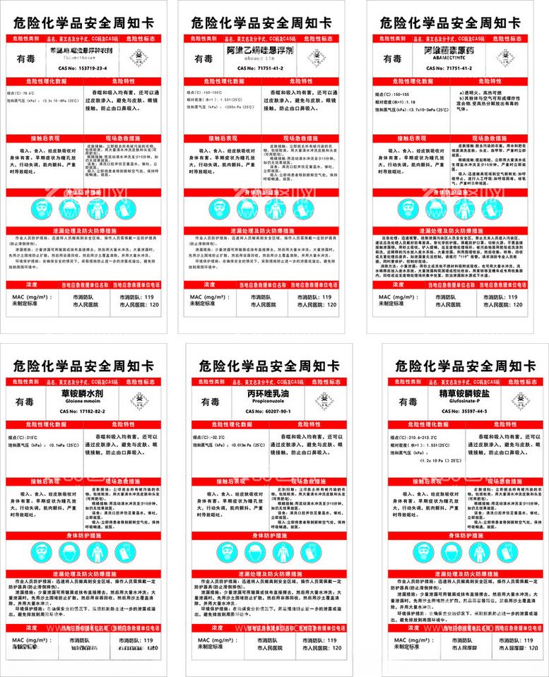 编号：60419911301356087264【酷图网】源文件下载-危险化学品安全周知卡