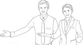 物业线描矢量人物