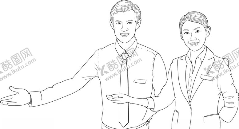 编号：24667610300436015068【酷图网】源文件下载-物业线描矢量人物
