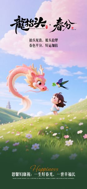 龙抬头春分卡通海报