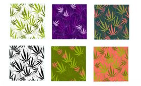 多彩植物图案无缝背景图