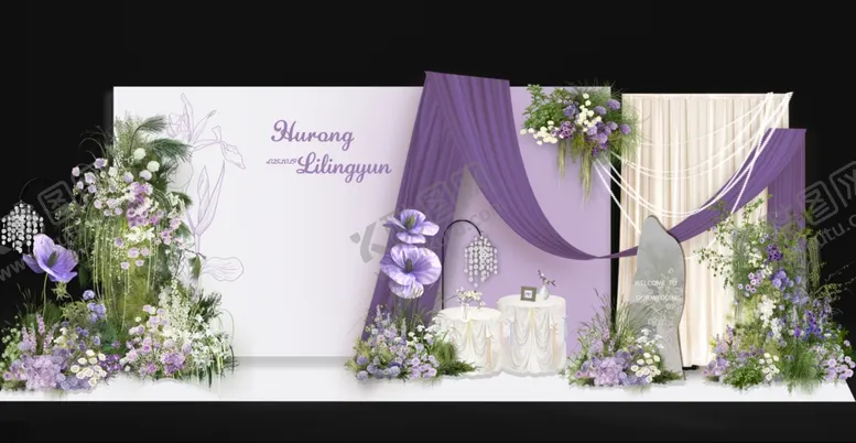 编号：29054004091259179883【酷图网】源文件下载-紫色浪漫婚礼场景布置