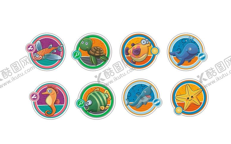 编号：76530112300303281903【酷图网】源文件下载-海洋生物卡通画