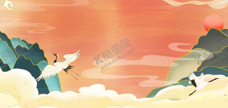 编号：17830909160127539215【酷图网】源文件下载-国潮海报设计图片中国风背景手绘山水