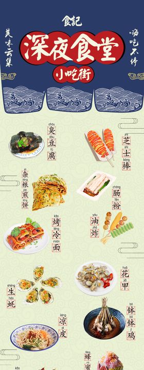 深夜食堂小吃街长图海报