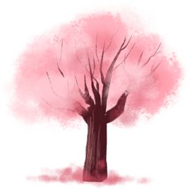 手绘桃花樱树樱公园樱免扣