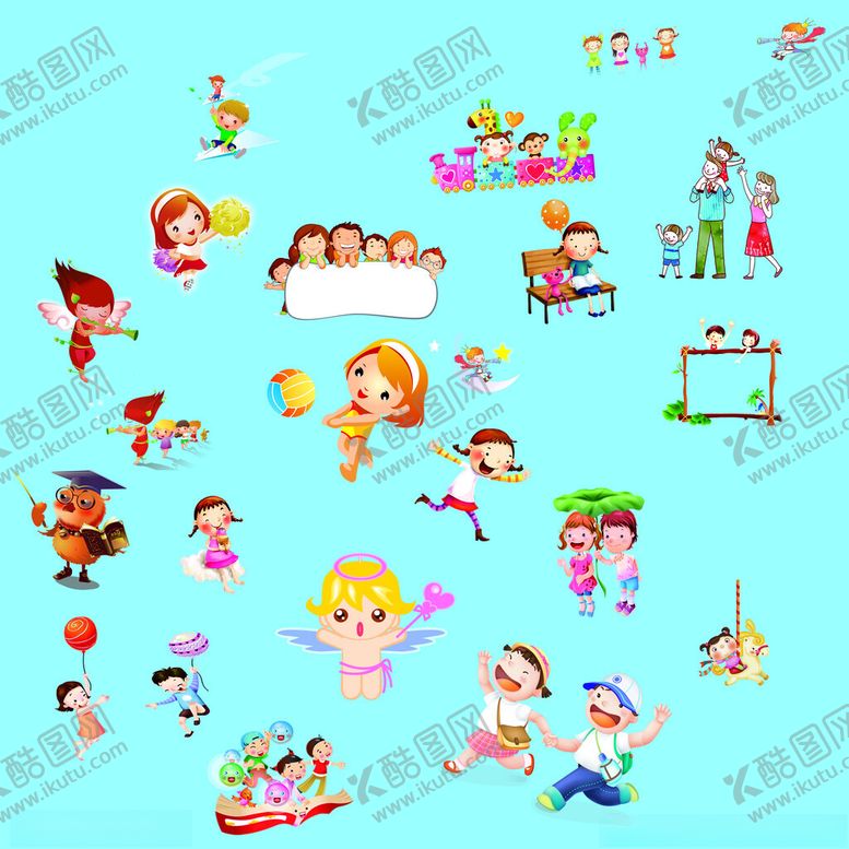 编号：29045302252137271988【酷图网】源文件下载-多个卡通小孩