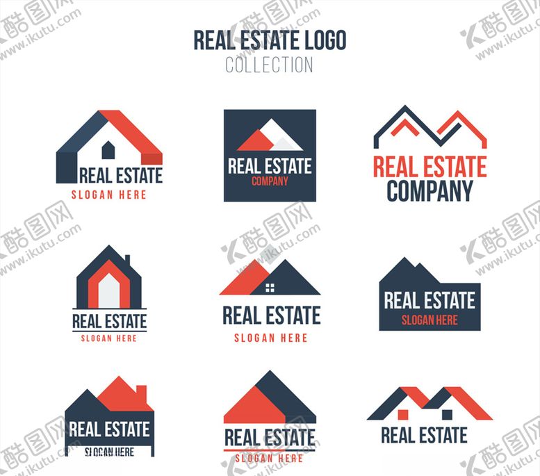 编号：61269410220501352609【酷图网】源文件下载-9款拼色房地产标志