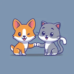可爱小猫矢量卡通插画手抄报儿童儿童学校