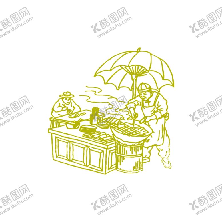 编号：80476307080356001401【酷图网】源文件下载-摊贩线稿
