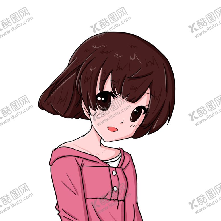 编号：99909510092335458523【酷图网】源文件下载-Q版可爱卡通女生短发头像