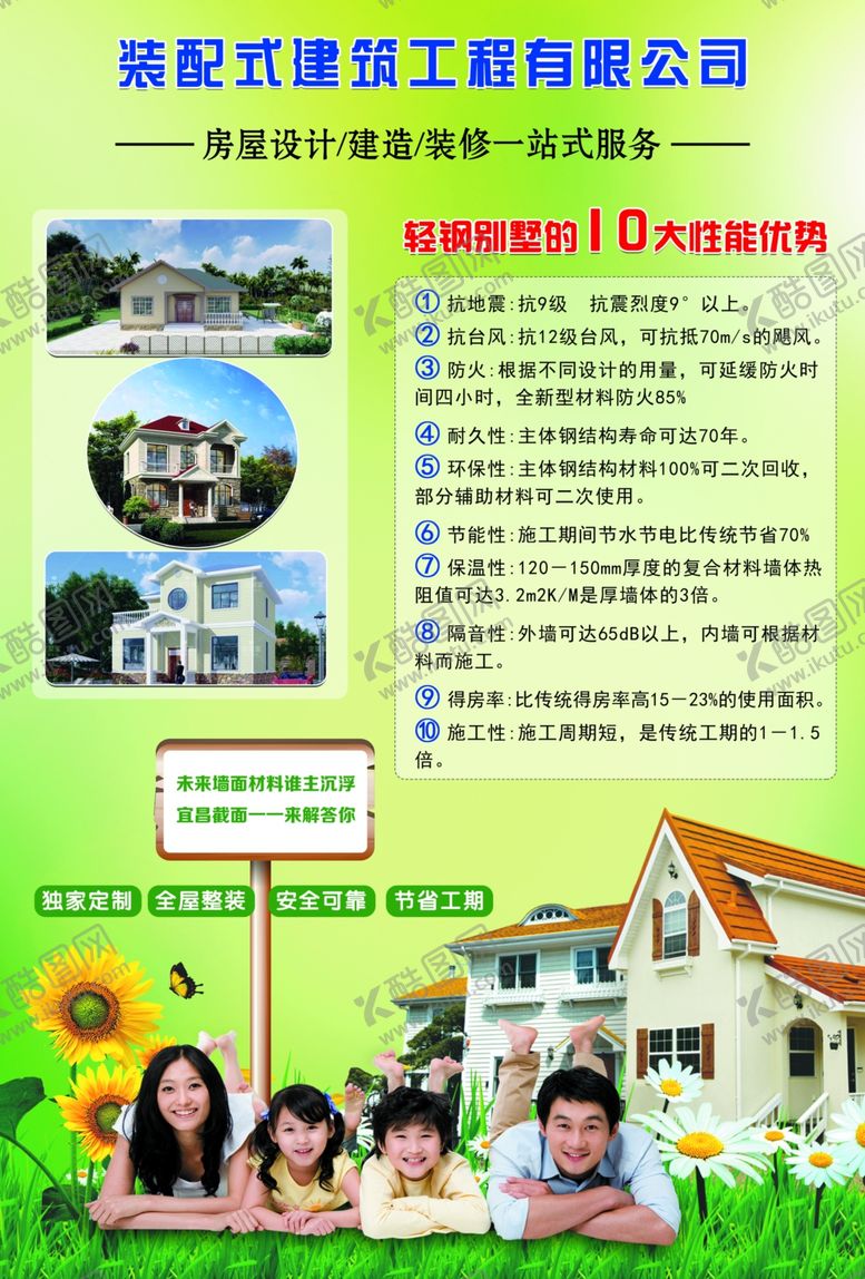 编号：10485307061030166326【酷图网】源文件下载-房屋轻钢别墅10大性能优势