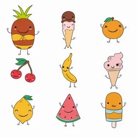 可爱手绘美食卡通矢量图卡哇伊