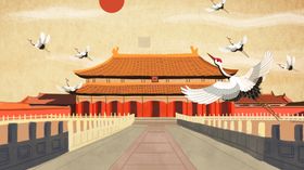 中国风背景文艺小清新展板画