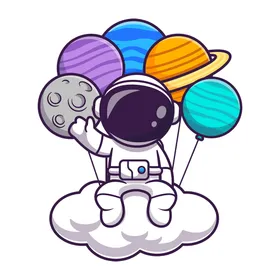 卡通宇航员宙人手绘天手绘插画素材