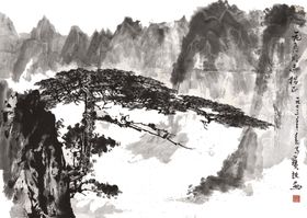 水墨中国风迎客松