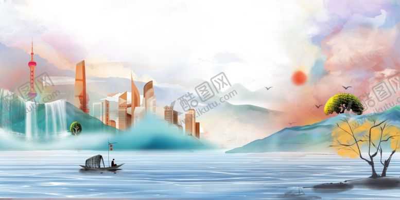 编号：40688109090428523808【酷图网】源文件下载-城市山花画