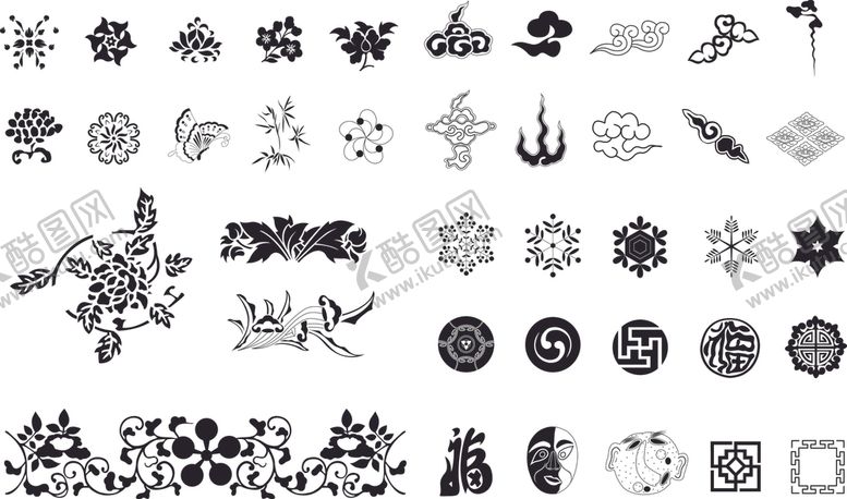 编号：27232009190651438569【酷图网】源文件下载-传统图案纯色花卉雪花