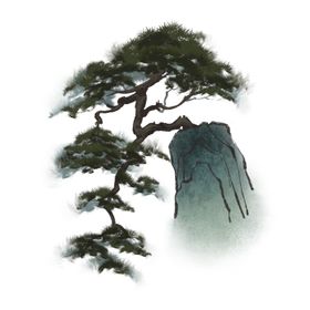 水墨松树