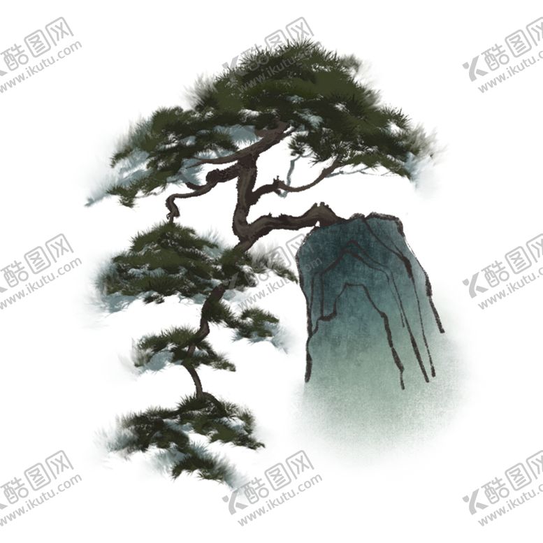 编号：49387210111844235826【酷图网】源文件下载-水墨松树