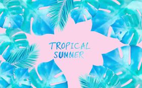 装饰画蓝色小清新叶子客厅电视背