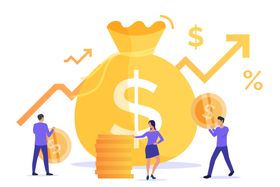 钱袋金币人物卡通海报素材