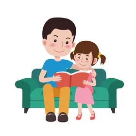 插画风父亲节孩子骑在父亲肩上