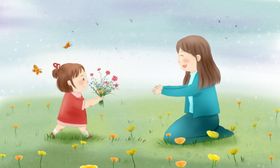 母亲节节日卡通插画背景素材