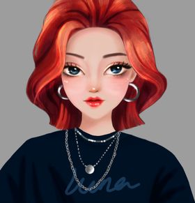 美女头像插画手绘灰色背景