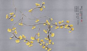 花鸟画银杏树背景墙