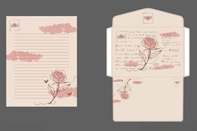 粉色花卉信纸信封套装