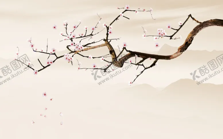 编号：28576606260649552157【酷图网】源文件下载-花鸟画梅花背景墙