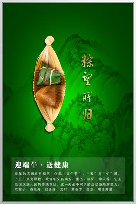 简约的端午节一叶扁舟海报