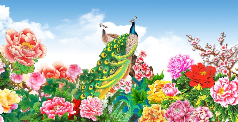 编号：51338509221345227679【酷图网】源文件下载-花鸟背景墙