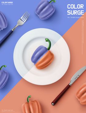 炫彩3D立体食物盘子刀叉