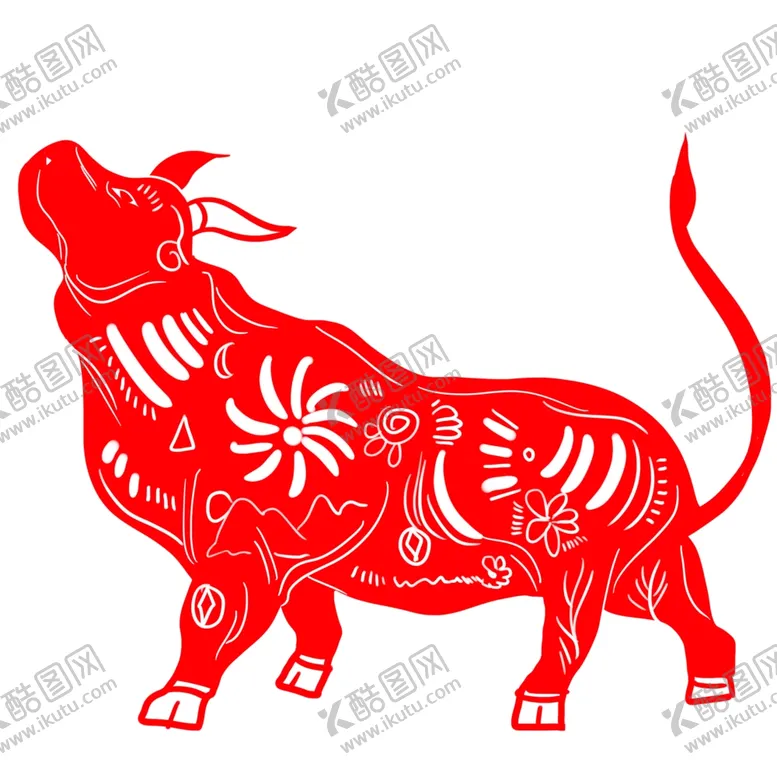 编号：55532106162154503780【酷图网】源文件下载-2021牛年剪纸插画