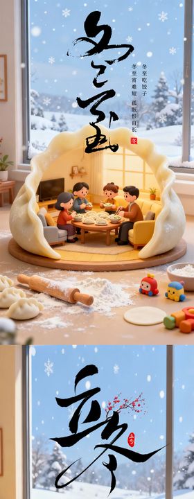 立冬冬至氛围节气海报
