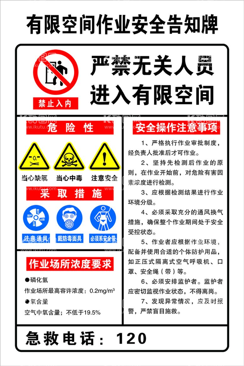 编号：82651909301659232974【酷图网】源文件下载-有限空间作业安全告知牌