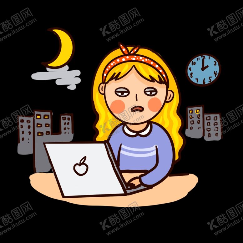 编号：89373004170346407865【酷图网】源文件下载-熬夜加班的女孩