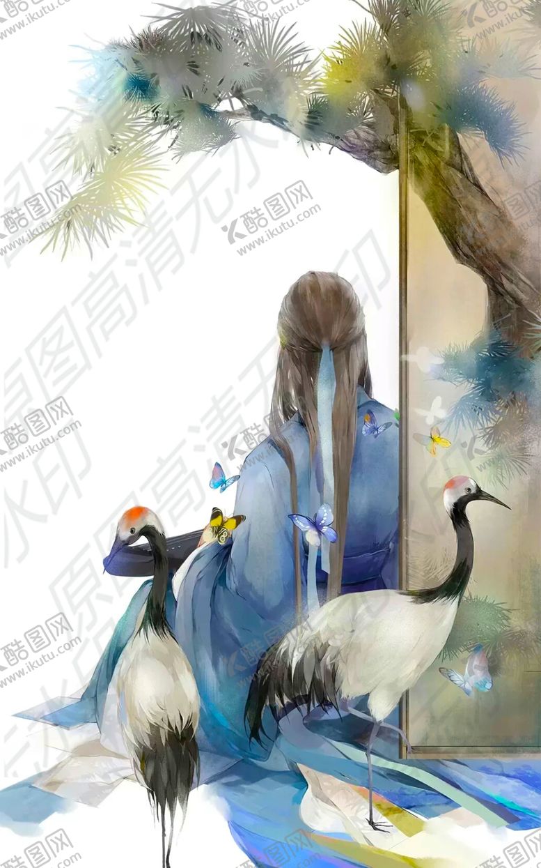 编号：91162404290555447978【酷图网】源文件下载-古风男子白鹤