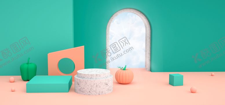 编号：50163409170024135731【酷图网】源文件下载-立体展台 C4D电商海报 台子