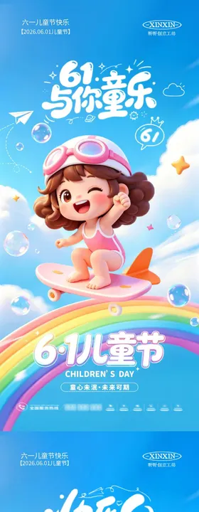 地产六一儿童节卡通海报