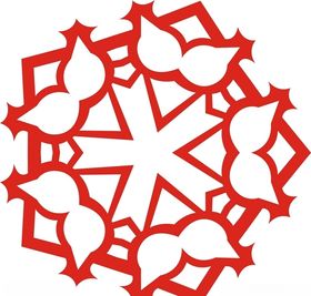 六角剪花窗花纸图案背景元素