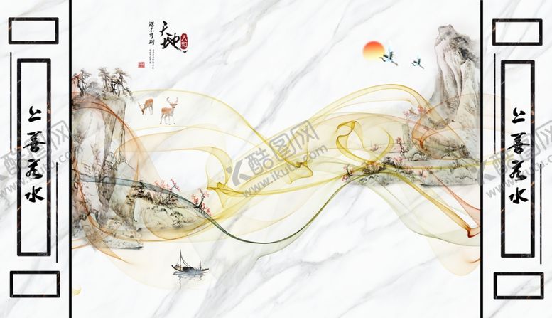 编号：64478809251743422855【酷图网】源文件下载-边框天地人和大理石电视背景墙