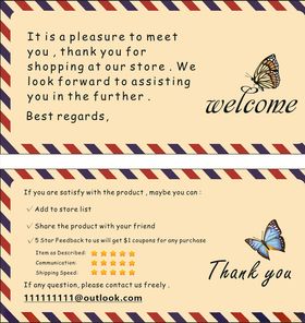 ebay淘宝亚马逊英文售后卡