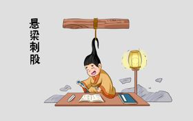 悬梁刺股传统公益合成海报素材